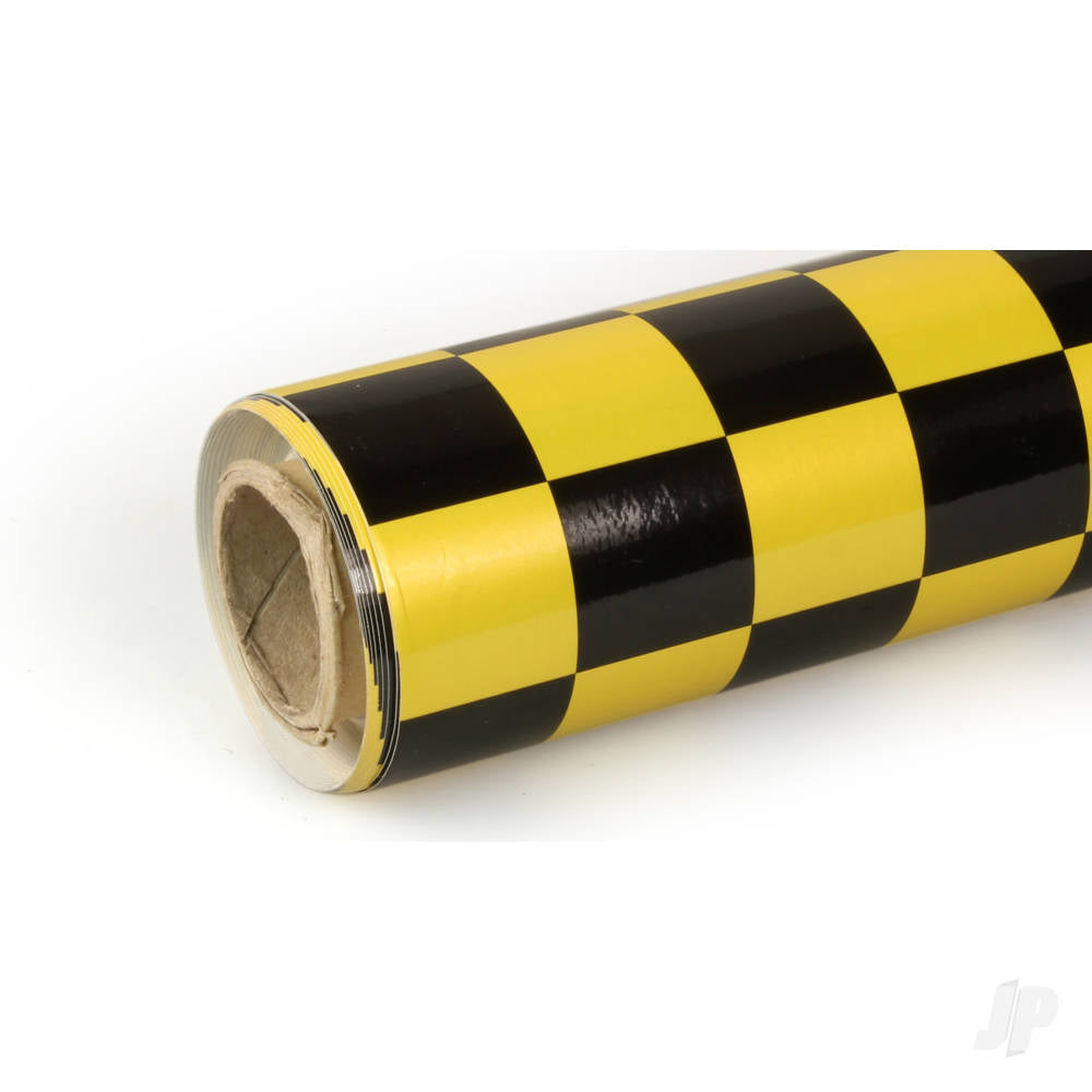 Oracover 10m ORACOVER Fun-3 Medium Chequered, Pearlescent Cadmium Yellow + Black (60cm width) ORA43-036-071-010