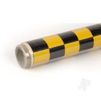 Oracover 2m ORACOVER Fun-3 Medium Chequered, Pearlescent Golden Cadmium Yellow + Black (60cm width) ORA43-037-071-002