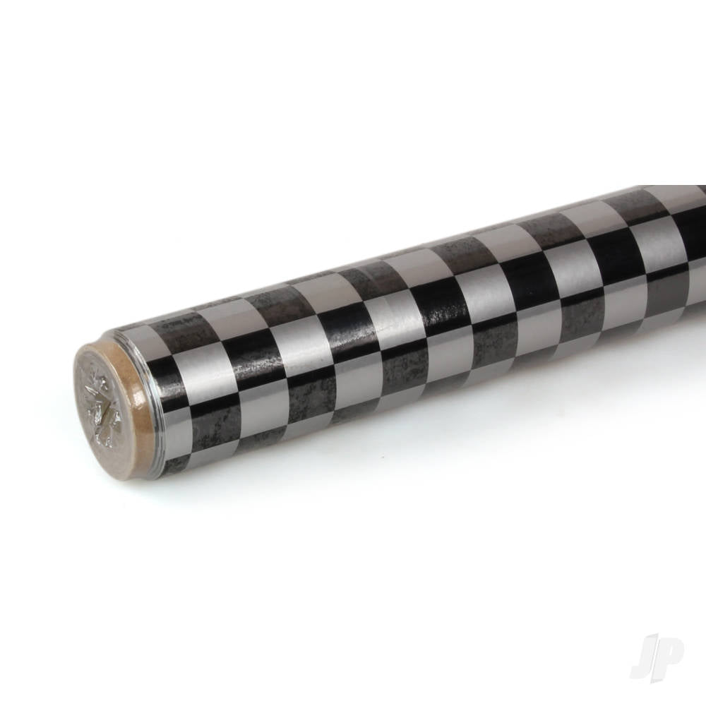 Oracover 2m ORACOVER Fun-4 Small Chequered, Silver + Black (60cm width) ORA44-091-071-002