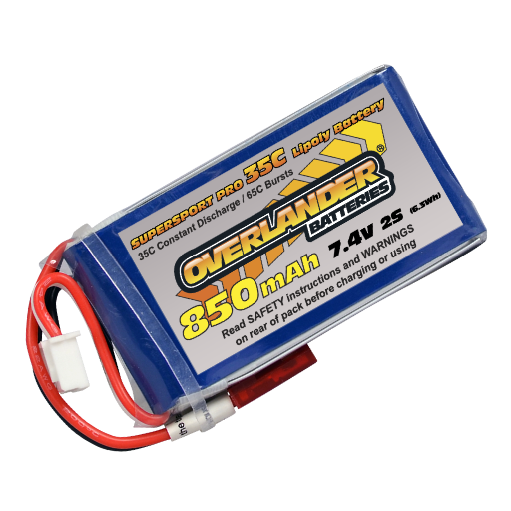 850mAh 7.4V 2S 35C Supersport Pro LiPo Battery