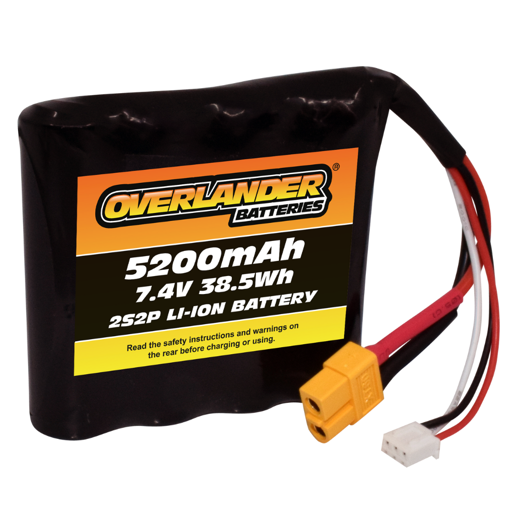 5200mAh 7.4V 2S2P Flat 18650 Li-Ion Battery