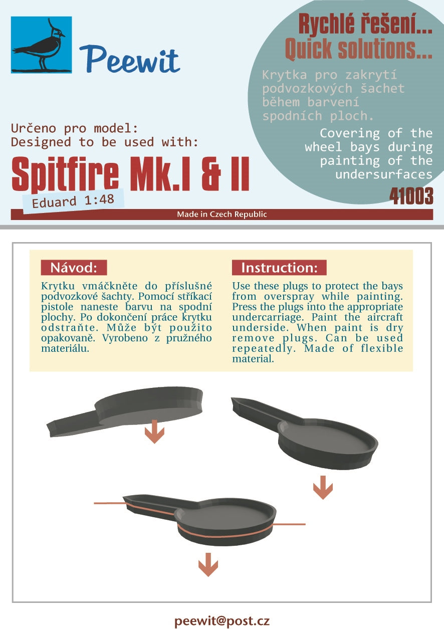 Supermarine Spitfire Mk.I/Mk.II flexible and re-usable wheel bay plugs (designed to be used with Eduard kits)