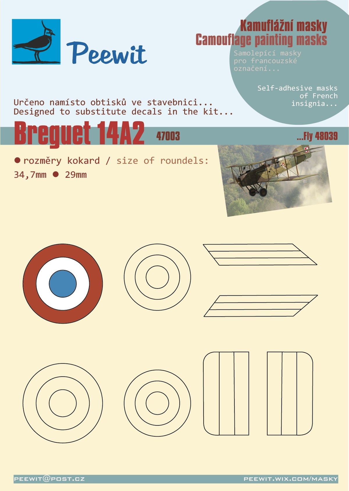 Breguet XIV A2 - French insignia (designed to be used with Fly kits YLF48039)