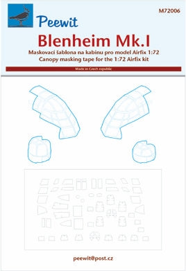Bristol Blenheim Mk.I canopy frame paint mask (designed to be used with the 2014 released Airfix kits)[Mk.IF]