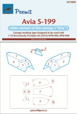 Avia S-199 canopy frame paint mask (designed to be used with Kovozavody Prostejov kits KPM72006 and KPM72008)