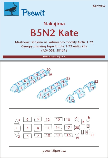 Nakajima B5N2 'Kate' canopy frame paint mask (designed to be used with Airfix kits)[B5N1 'Kate' Pearl Harbor]