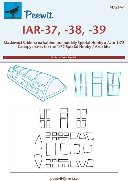 IAR IAR-37, IAR-38, IAR-39 canopy frame paint mask (designed to be used with Frrom-Azur and Special Hobby kits)
