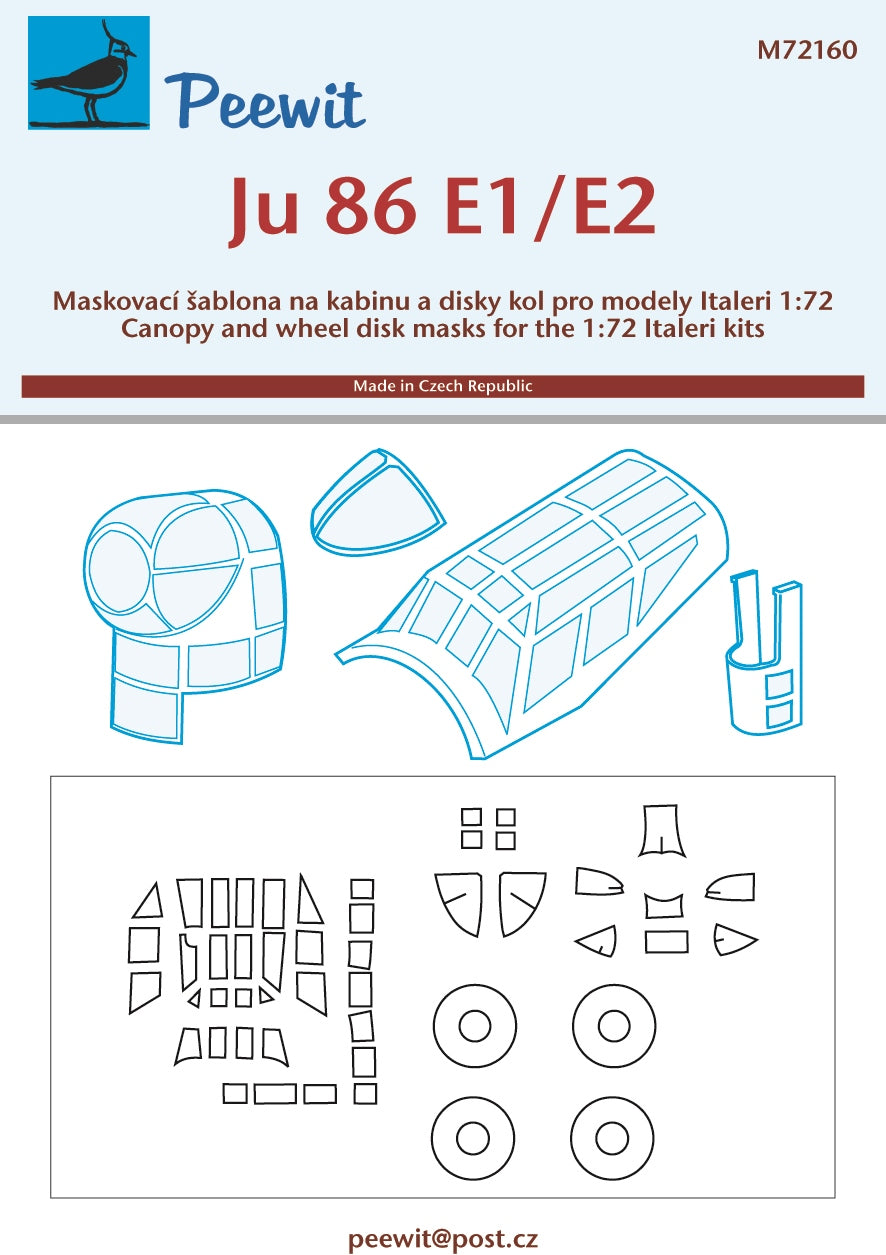 Junkers Ju-86E-1/E-2 canopy frame paint mask (designed to be used with Italeri kits)
