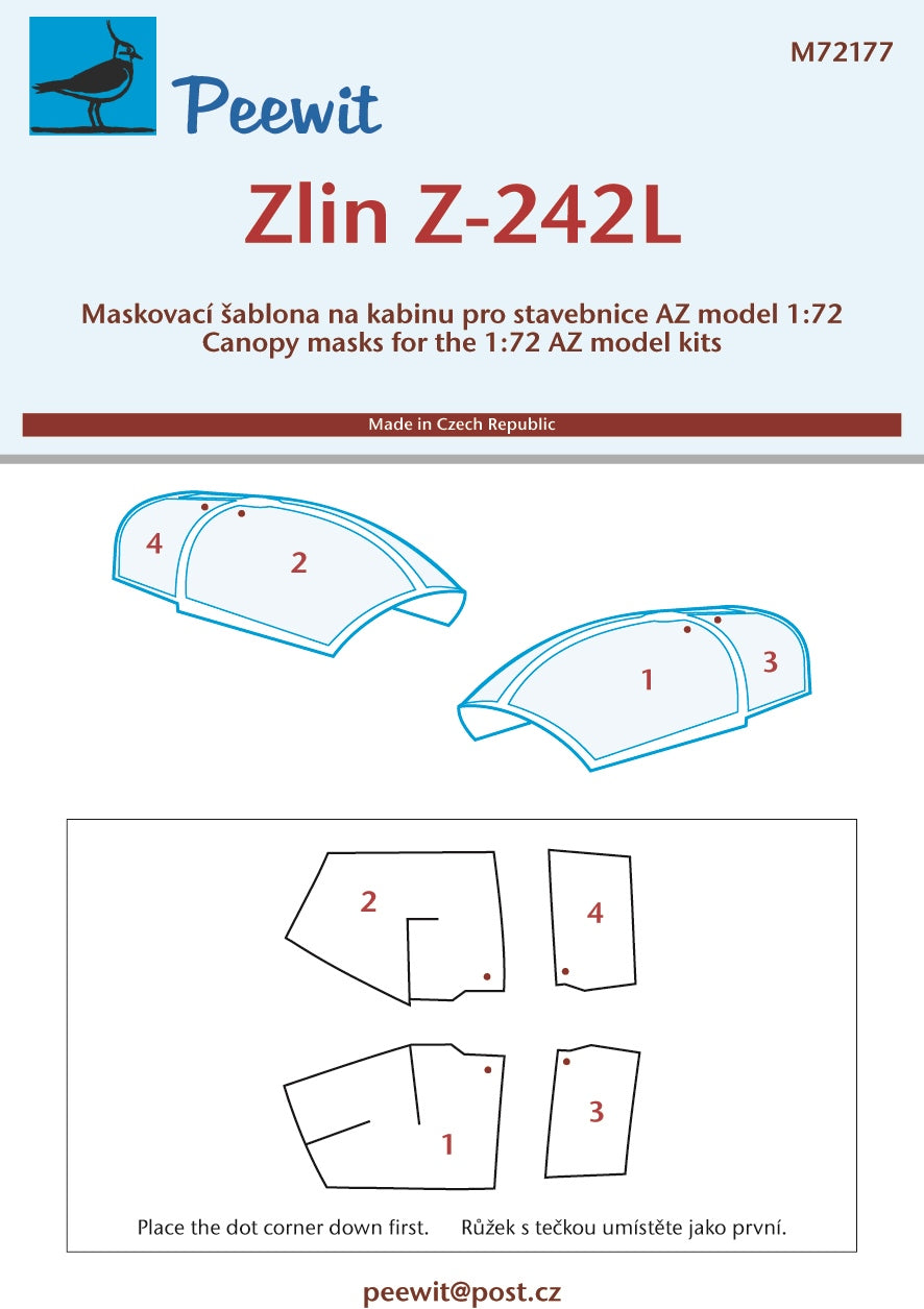 Zlin Z-242L canopy frame paint mask (designed to be used with AZ model and Kovozavody Prostejov kits)[Zlin Z-142 'Civil Trainer']