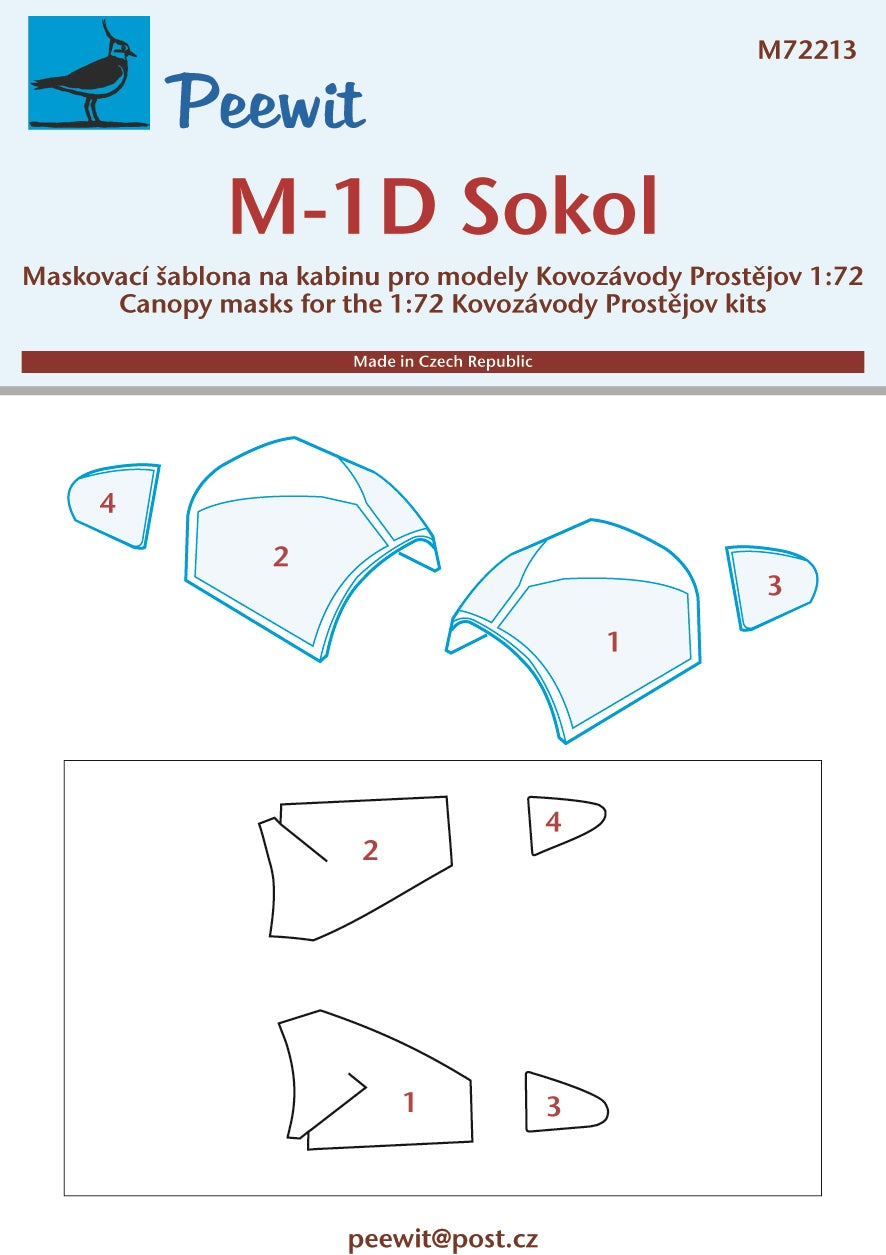 Mraz M-1D Sokol canopy frame paint mask (designed to be used with Kovozavody Prostejov kits)