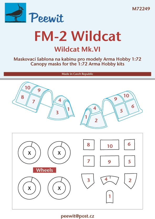 Grumman Wildcat canopy frame paint mask (designed to be used with Arma Hobby kits)[Mk.VI General-Motors FM-2]