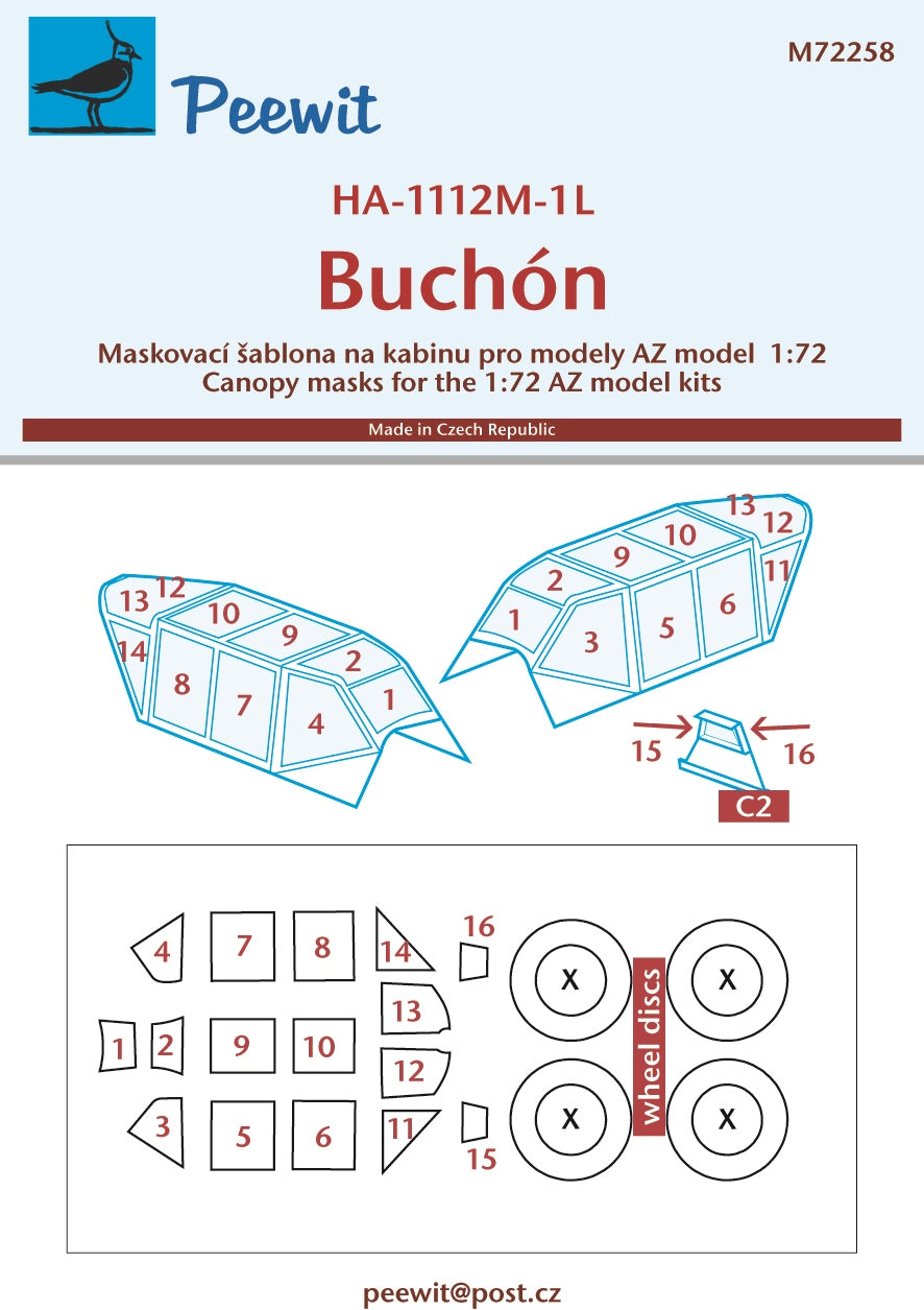 Hispano HA-1112M-1L Buchón canopy frame paint mask (designed to be used with AZ Model kits)