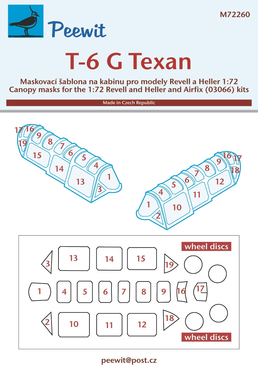 North-American T-6G Texan canopy frame paint mask (designed to be used with Airfix, Heller and Revell kits)