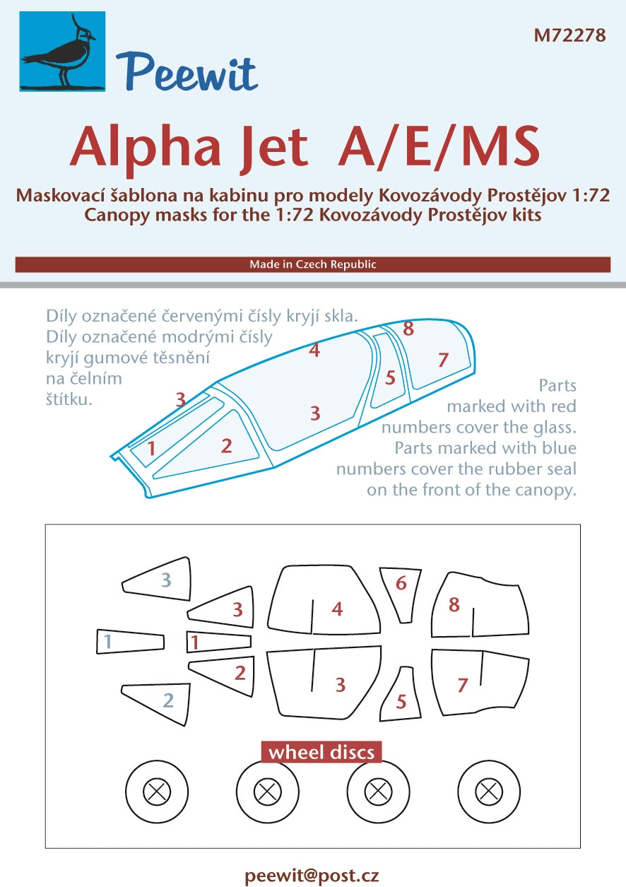 Alpha Jet A/E/MS canopy frame paint mask (designed to be used with Kovozavody Prostejov kits)[E 'In French Service' 'Canadian Top Aces' 'Bundesluftwaffe' 'QinetiQ']