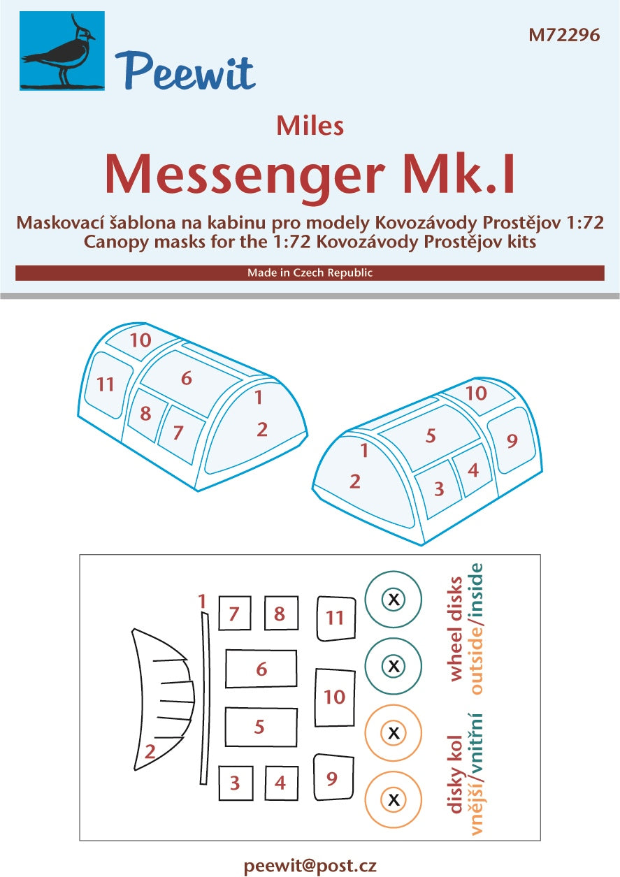Miles Messenger Mk.I canopy frame paint mask (designed to be used with Kovozavody Prostejov kits)