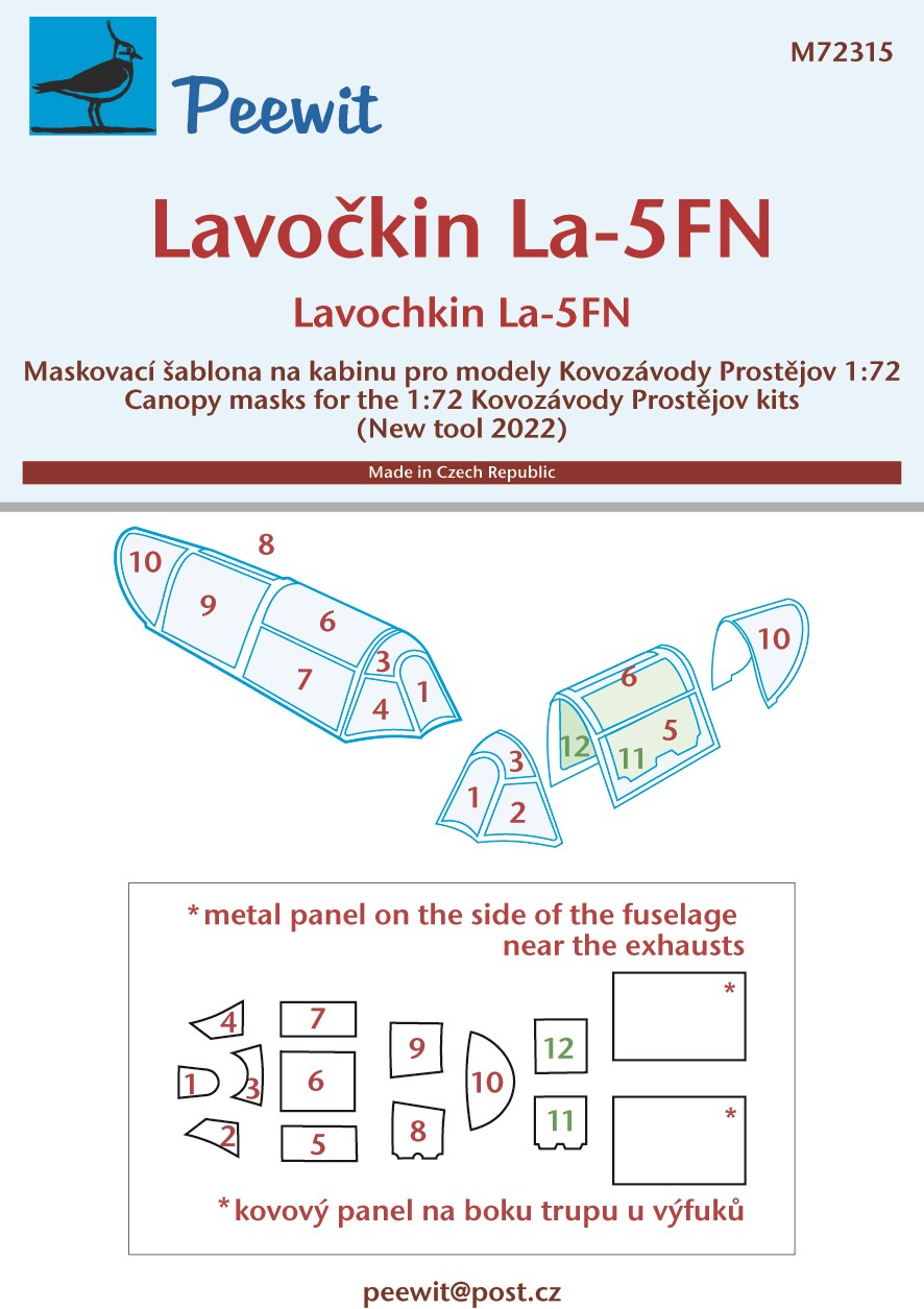 Lavochkin La-5FN canopy frame paint mask (designed to be used with Kovozavody Prostejov kits)[for KPM72362