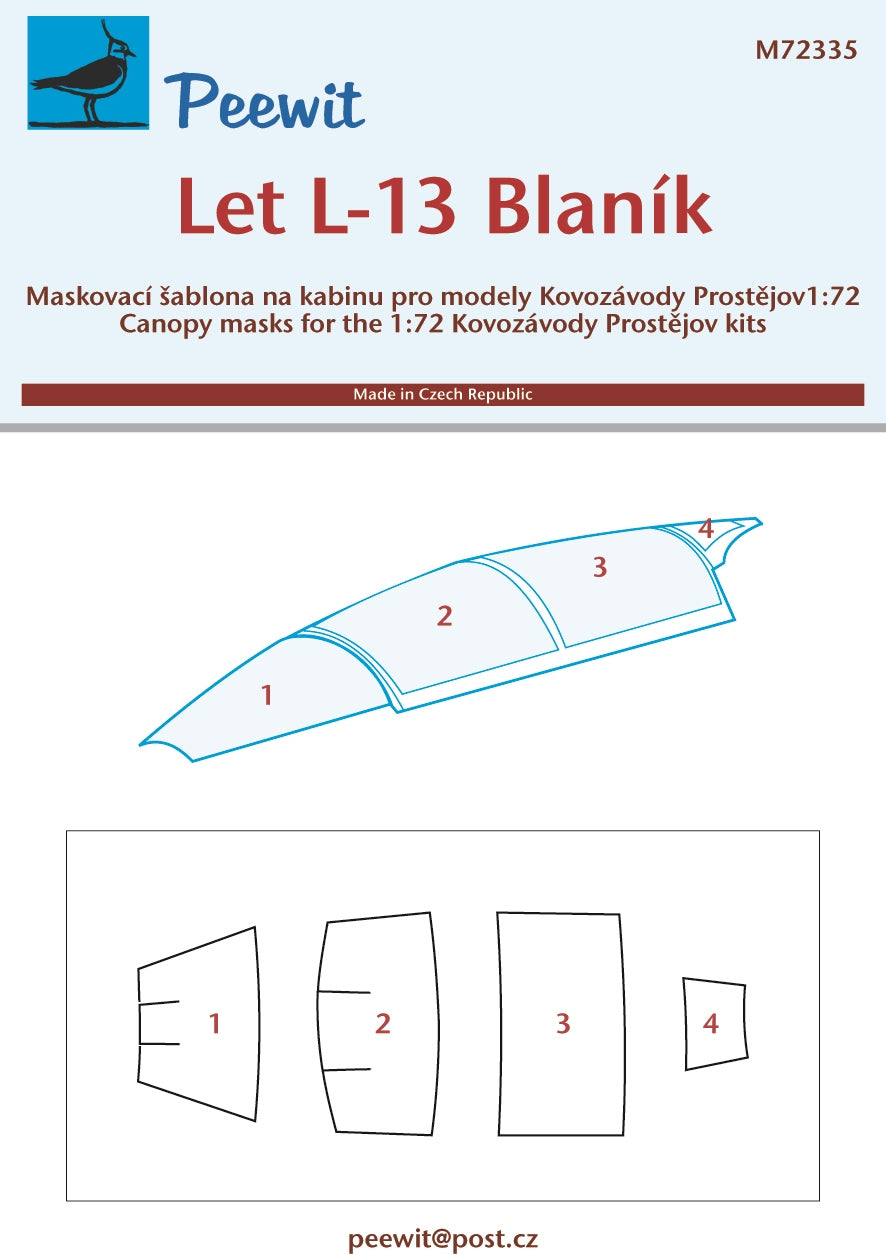 Let L-13 Blaník canopy frame paint mask (designed to be used with Kovozavody Prostejov kits)