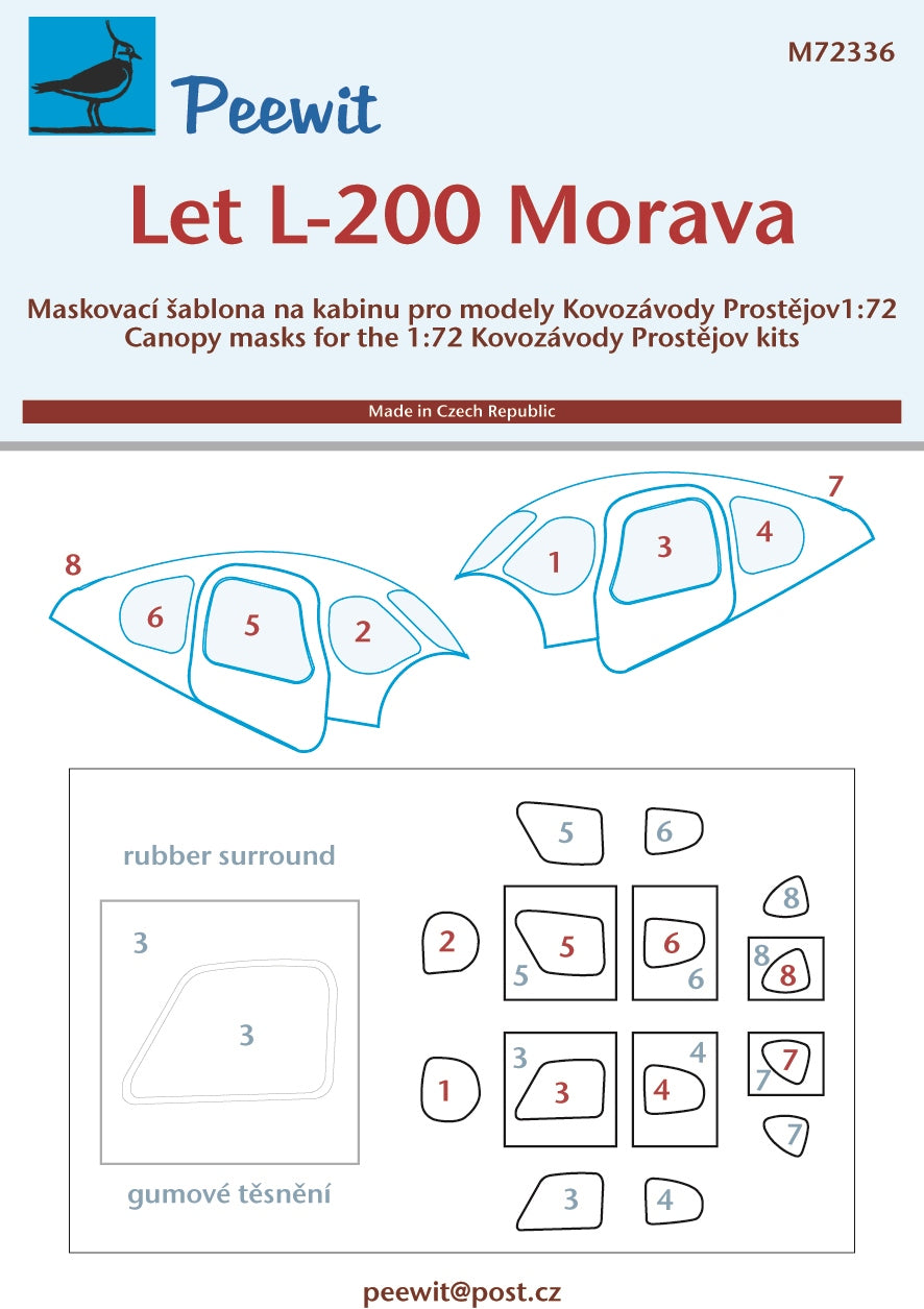 Let L-200A/L-200D canopy frame paint mask (designed to be used with Kovozavody Prostejov kits)
