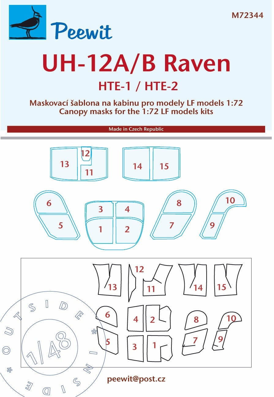 Hiller UH-12A/B Raven, HTE-1, HTE-2 canopy frame paint mask (designed to be used with LF Models kits)[UH-12B OH-23B]