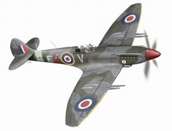 Supermarine Spitfire Mk.21. The Mk.21 was the last war time version produced and also the first featuring new wing type. The kit´s decals offer two machines, one camouflaged machine and the other in overall silver with fancy markings.