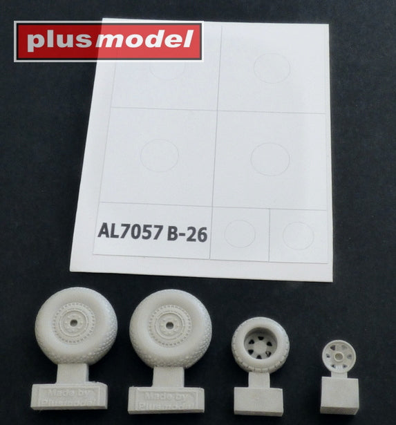 Martin B-26 Marauder late wheels diamond tread The set includes front and main wheels of the late type with a diamond tread and a paint mask.