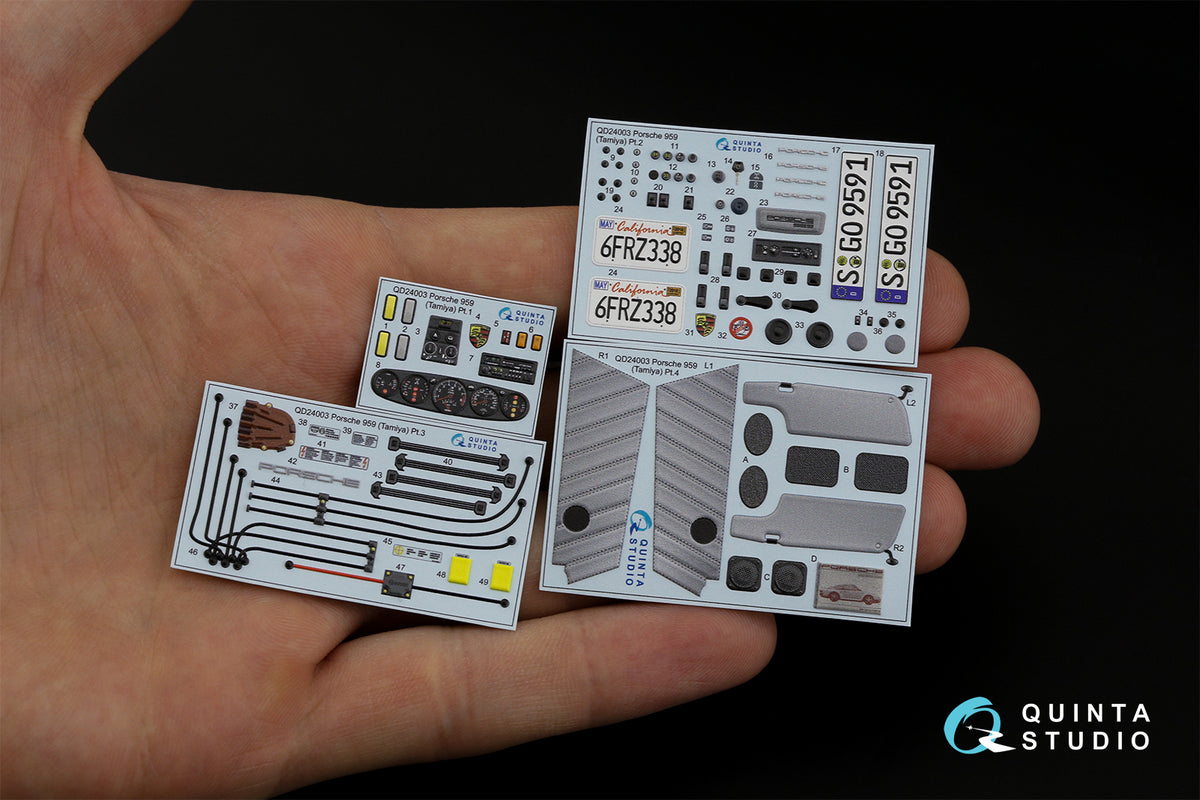 Porsche 959 3D-Printed coloured Interior on decal paper (designed to be used with Tamiya kits)