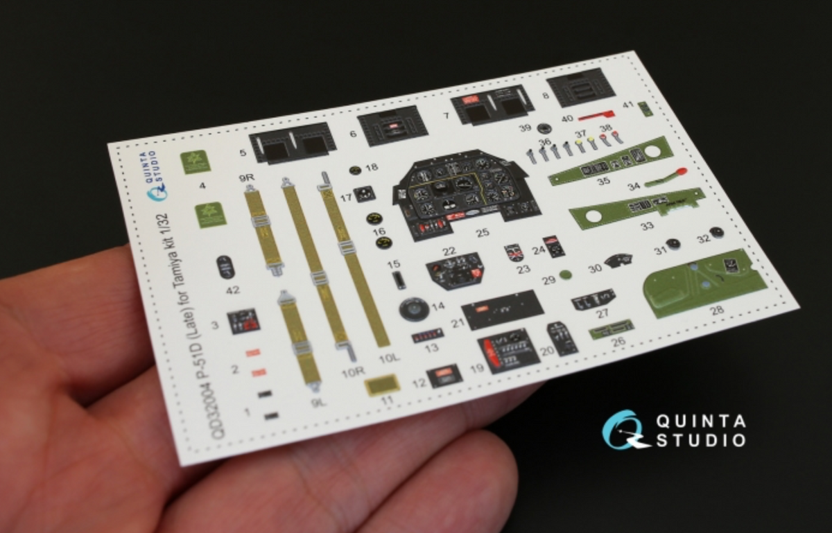 North-American P-51D Mustang (Late) 3D-Printed coloured Interior on decal paper (designed to be used with Tamiya kits)