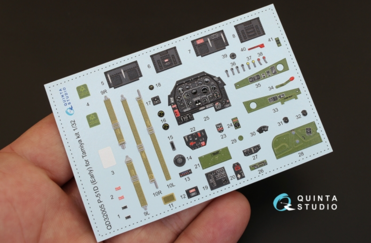 North-American P-51D Mustang (Early) 3D-Printed coloured Interior on decal paper (designed to be used with Tamiya kits)