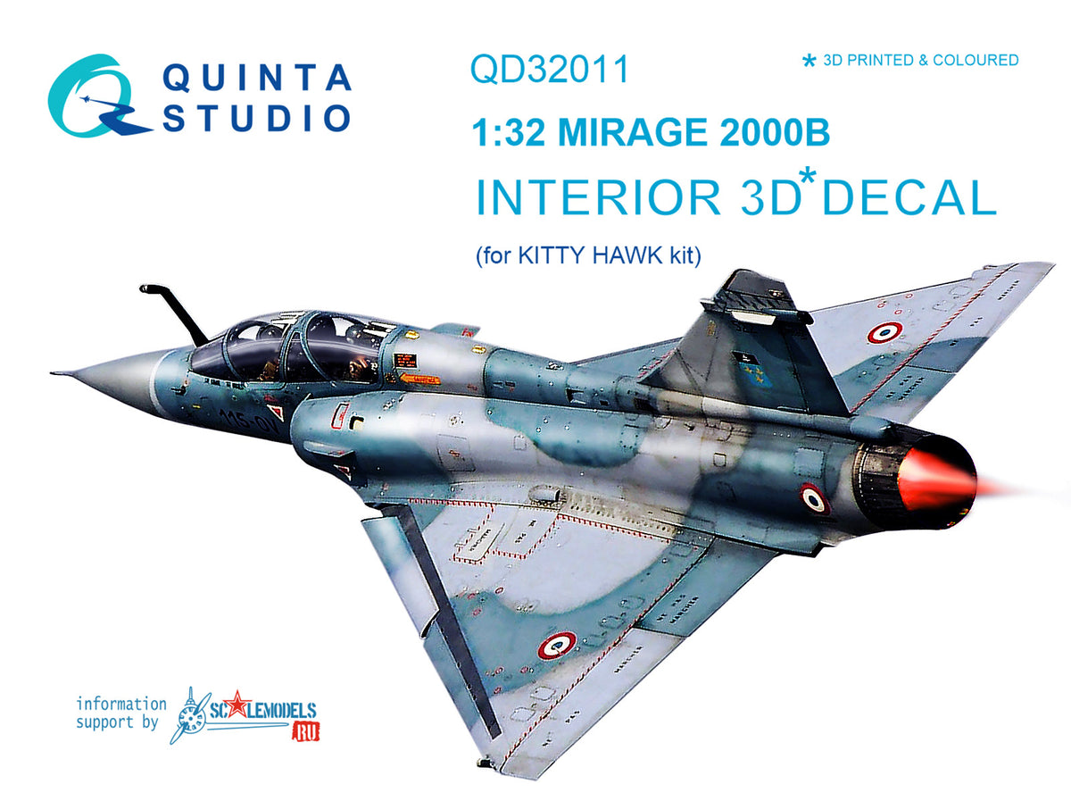 Dassault_Mirage 2000B 3D-Printed coloured Interior on decal paper (designed to be used with Kitty Hawk Models Models and Zimi Model kits)