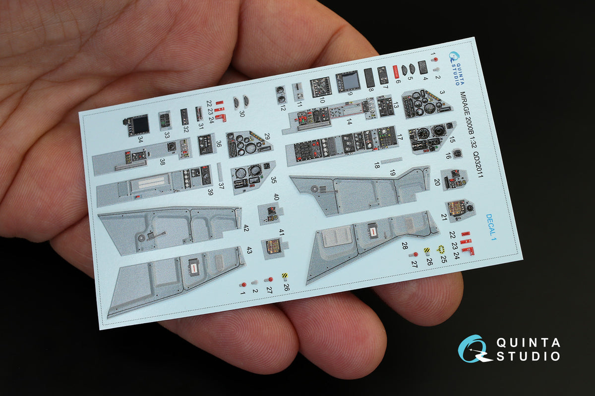 Dassault_Mirage 2000B 3D-Printed coloured Interior on decal paper (designed to be used with Kitty Hawk Models Models and Zimi Model kits)