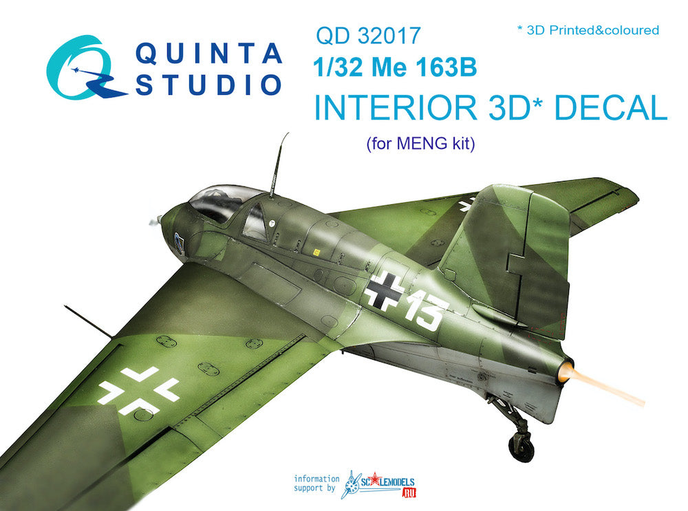 Messerschmitt Me-163B 3D-Printed coloured Interior on decal paper (designed to be used with Meng Model kits)