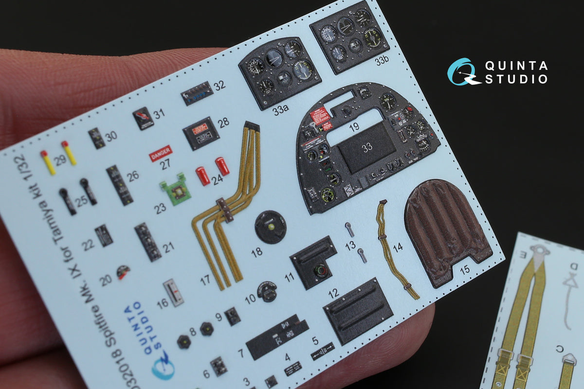 Supermarine Spitfire Mk.IXC 3D-Printed coloured Interior on decal paper (designed to be used with Tamiya kits)