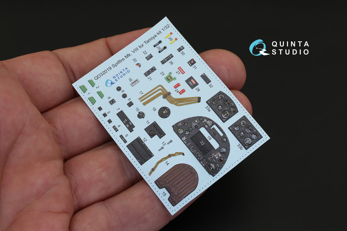 Supermarine Spitfire Mk.VIII 3D-Printed coloured Interior on decal paper (designed to be used with Tamiya kits)