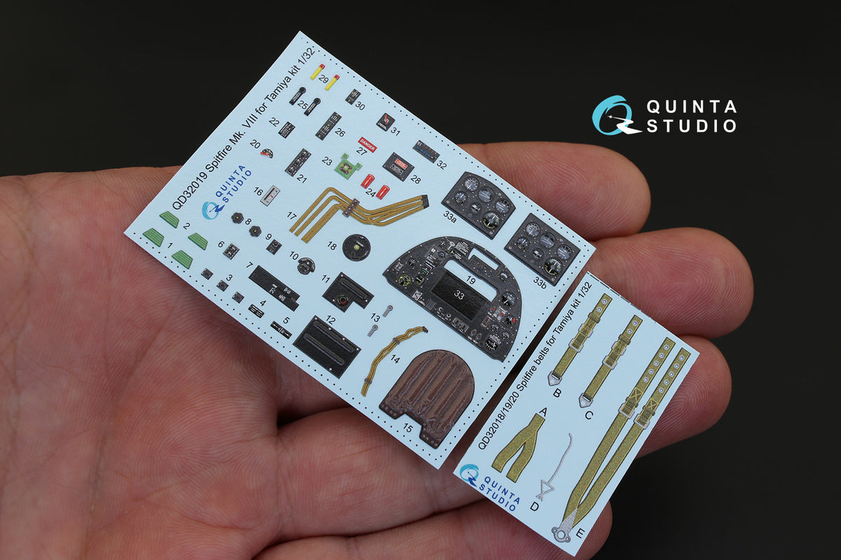 Supermarine Spitfire Mk.VIII 3D-Printed coloured Interior on decal paper (designed to be used with Tamiya kits)