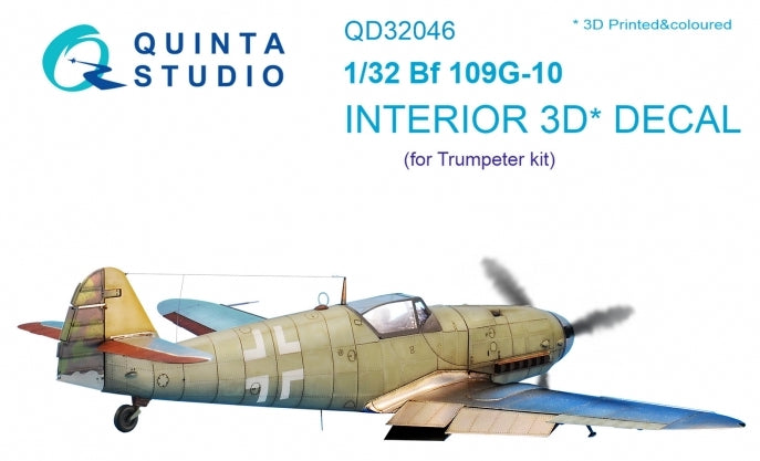 Messerschmitt Bf-109G-10 3D-Printed coloured Interior on decal paper (designed to be used with Trumpeter kits)