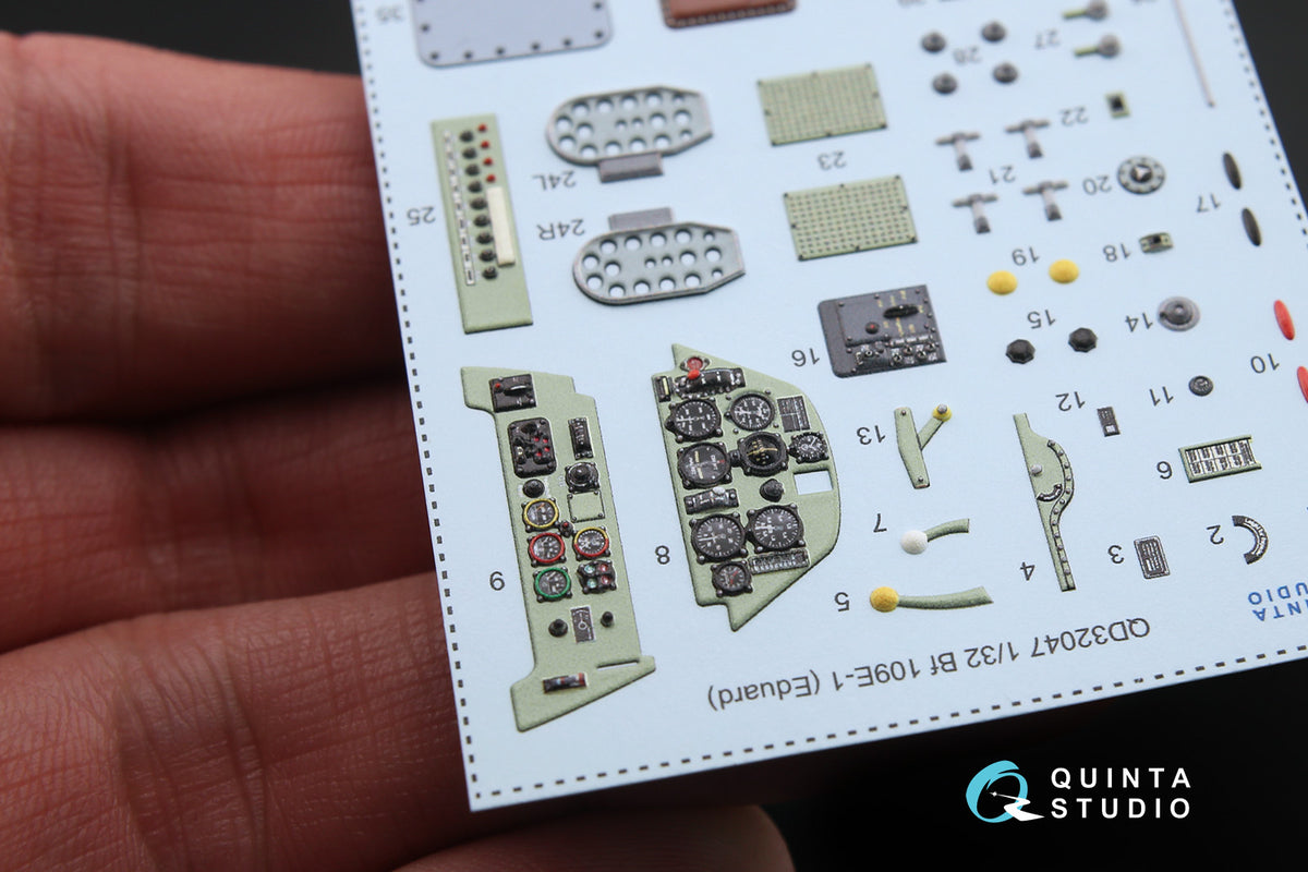 Messerschmitt Bf-109E-1 3D-Printed coloured Interior on decal paper (designed to be used with Eduard kits)