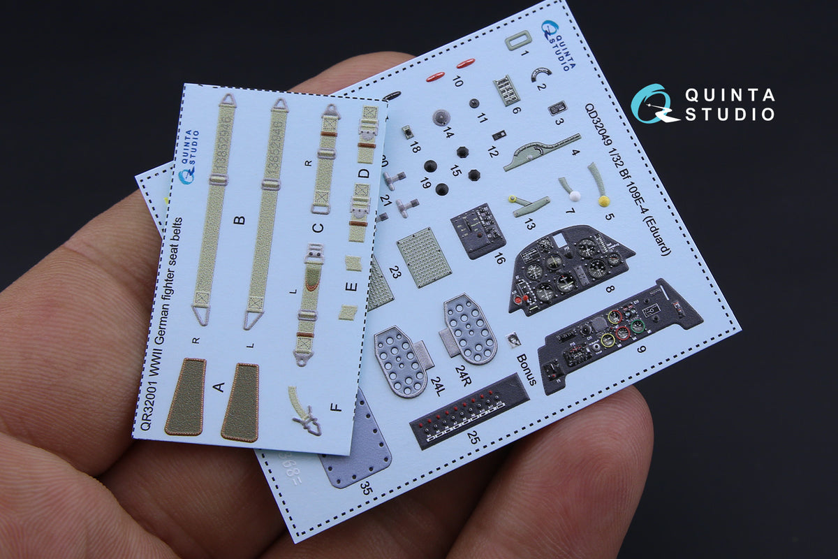 Messerschmitt Bf-109E-4 3D-Printed coloured Interior on decal paper (designed to be used with Eduard kits)