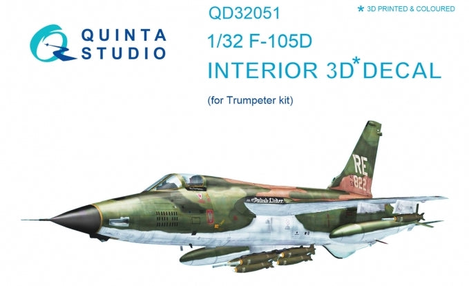Republic F-105D Thunderchief 3D-Printed coloured Interior on decal paper (designed to be used with Trumpeter kits)