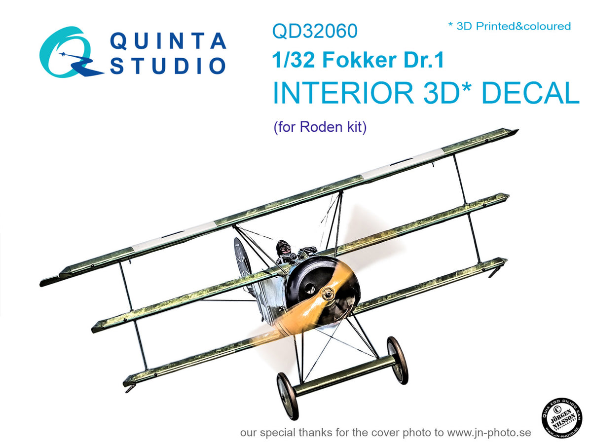 Fokker Dr.I Triplane 3D-Printed coloured Interior on decal paper (designed to be used with Roden kits)