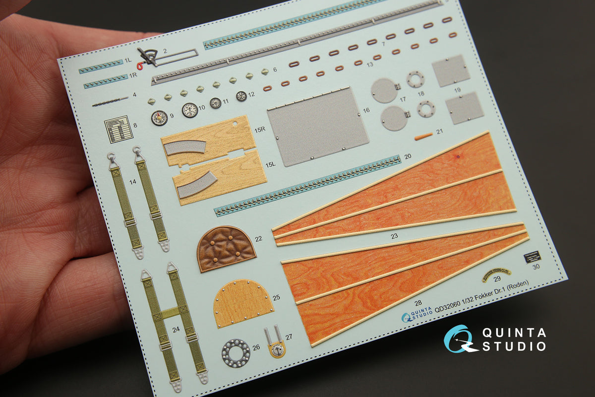 Fokker Dr.I Triplane 3D-Printed coloured Interior on decal paper (designed to be used with Roden kits)