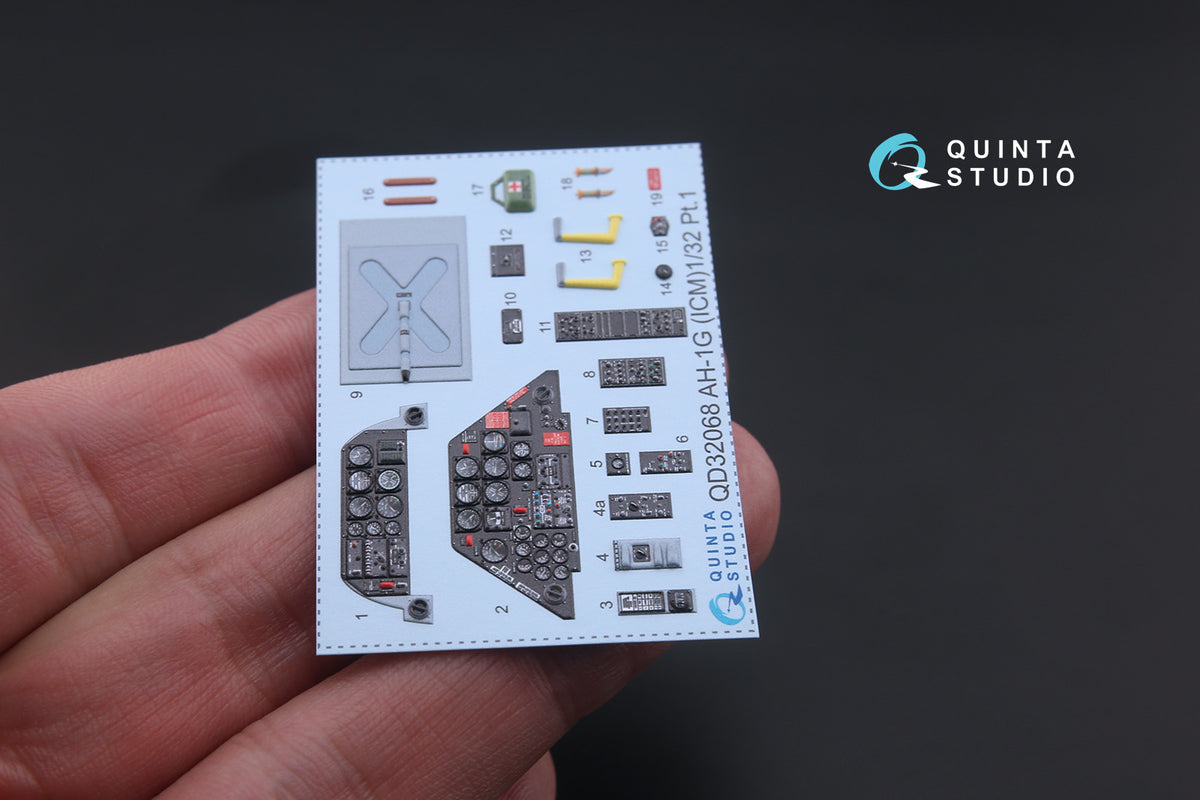 Bell AH-1G Cobra 3D-Printed coloured Interior on decal paper (designed to be used with ICM UA UK and Revell kits)