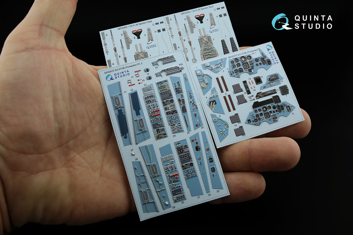 Sukhoi Su-27UB 3D-Printed coloured Interior on decal paper (designed to be used with Trumpeter kits)