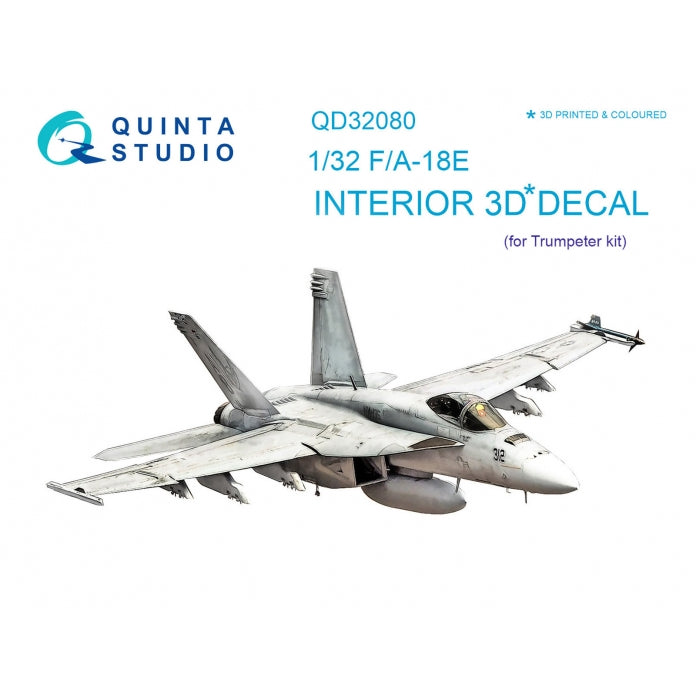 Boeing F/A-18E Super Hornet 3D-Printed coloured Interior on decal paper (designed to be used with Trumpeter kits)
