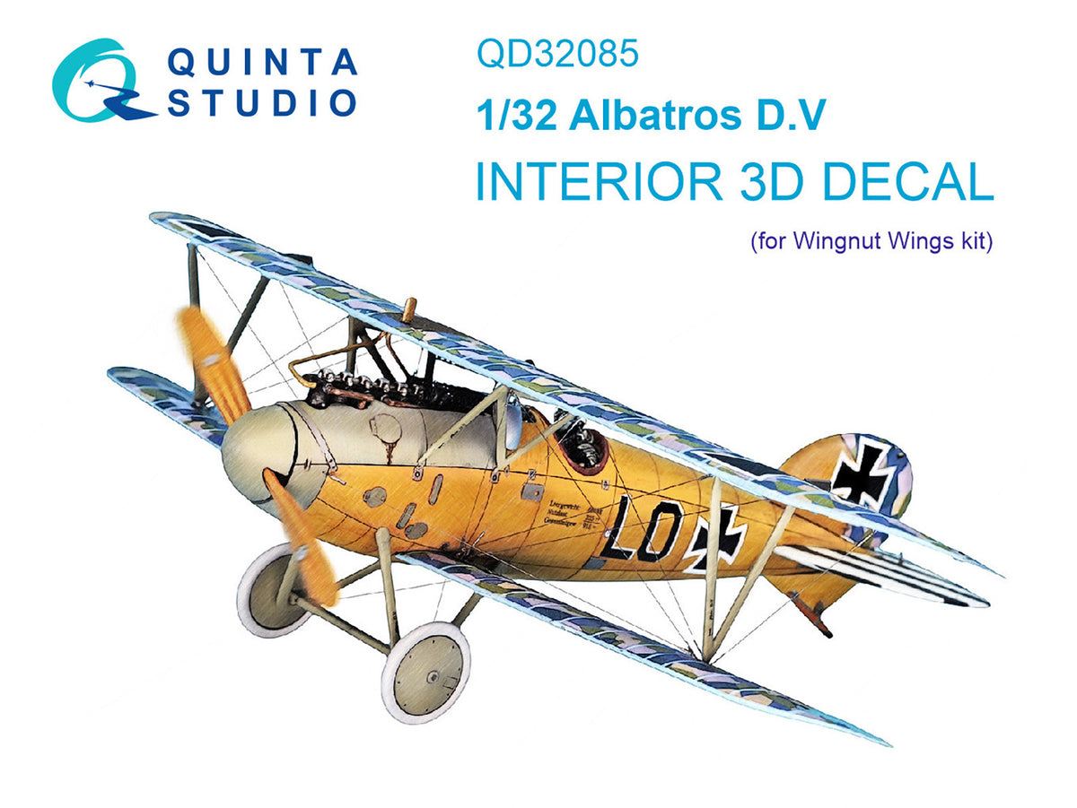 Albatros D.V 3D-Printed coloured Interior on decal paper (designed to be used with Wingnut Wings kits)