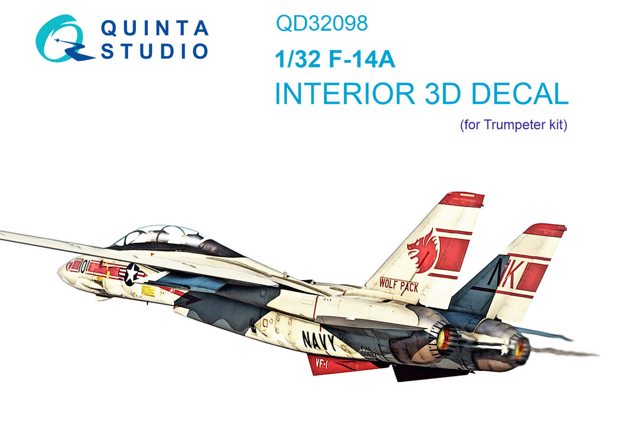 Grumman F-14A Tomcat 3D-Printed coloured Interior on decal paper (designed to be used with Trumpeter kits)