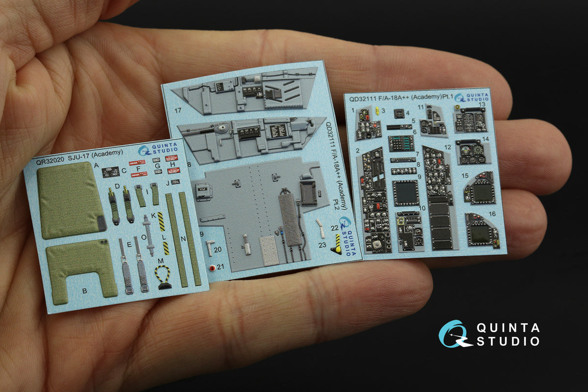 McDonnell-Douglas F/A-18A++ 3D-Printed coloured Interior on decal paper (designed to be used with Academy kits)