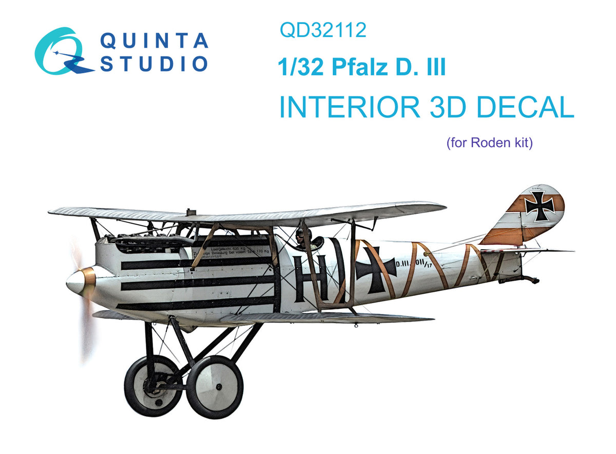 Pfalz D.III 3D-Printed coloured Interior on decal paper (designed to be used with Roden kits)
