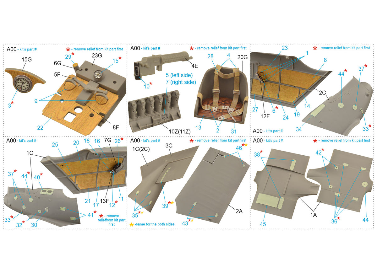 Pfalz D.III 3D-Printed coloured Interior on decal paper (designed to be used with Roden kits)