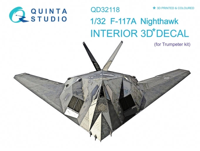Lockheed F-117A Nighthawk 3D-Printed coloured Interior on decal paper (designed to be used with Trumpeter kits)