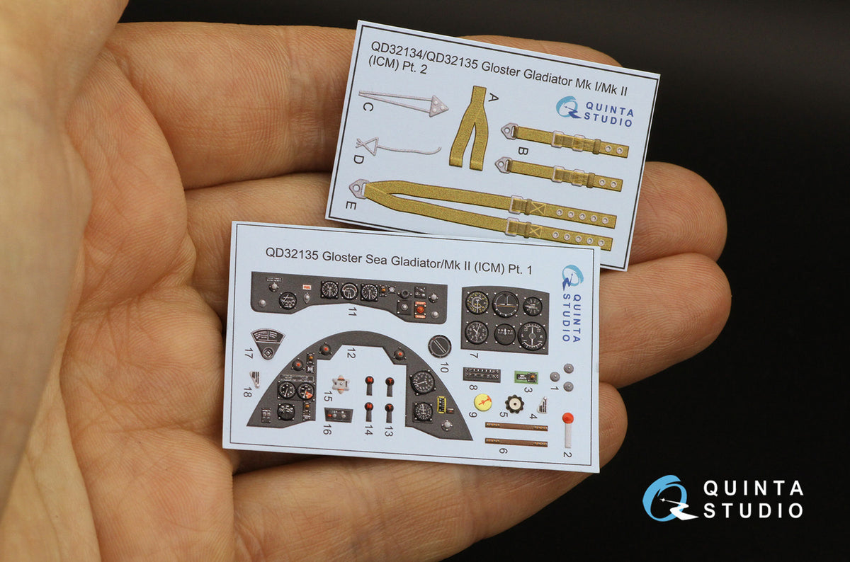 Gloster Gladiator Mk.II 3D-Printed coloured Interior on decal paper (designed to be used with ICM UA UK kits)